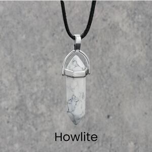 Howlite Crystal Silver Pendant Necklace Boho Fairycore Spiritual